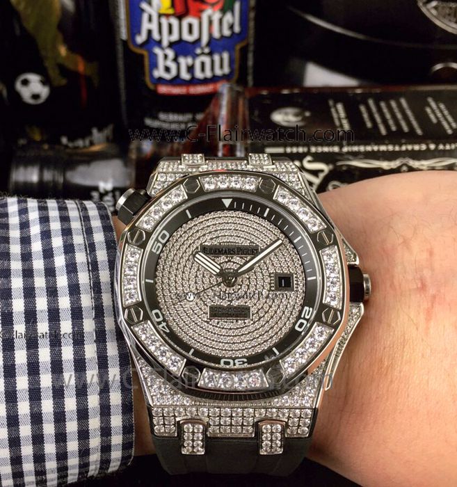 Royal Oak Offshore Audemars Piguet Ice Out Watch Silver Case